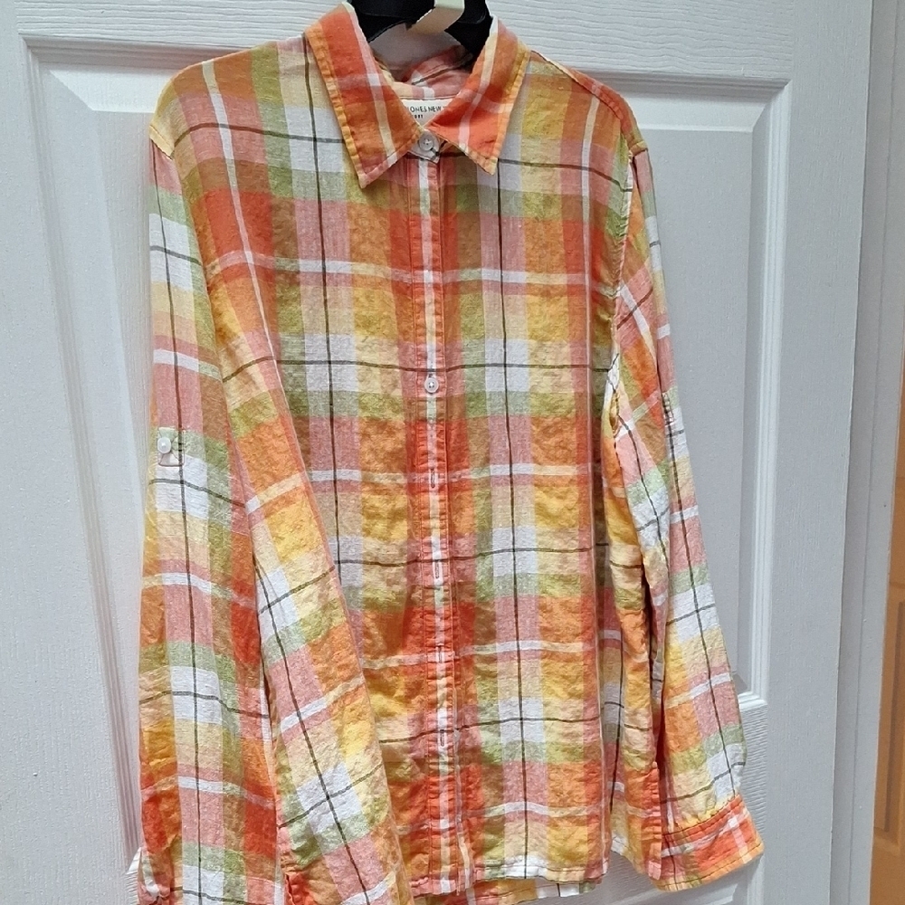 r Womens Jones New York Button Long Sleeve Shirt Size XL